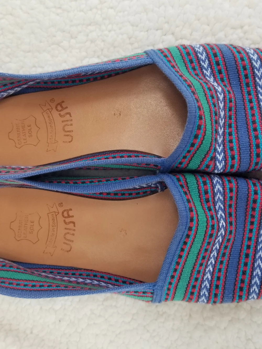 Unisa made in Spain Blue Multistripe Flats